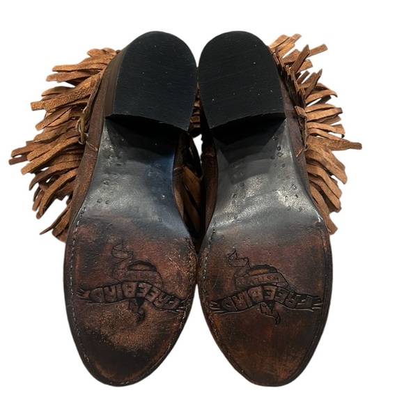 Freebird by Steven Belle Fringe Boho Bootie Suede BOOTS Western Brown Boots SZ 7 - Picture 8 of 12